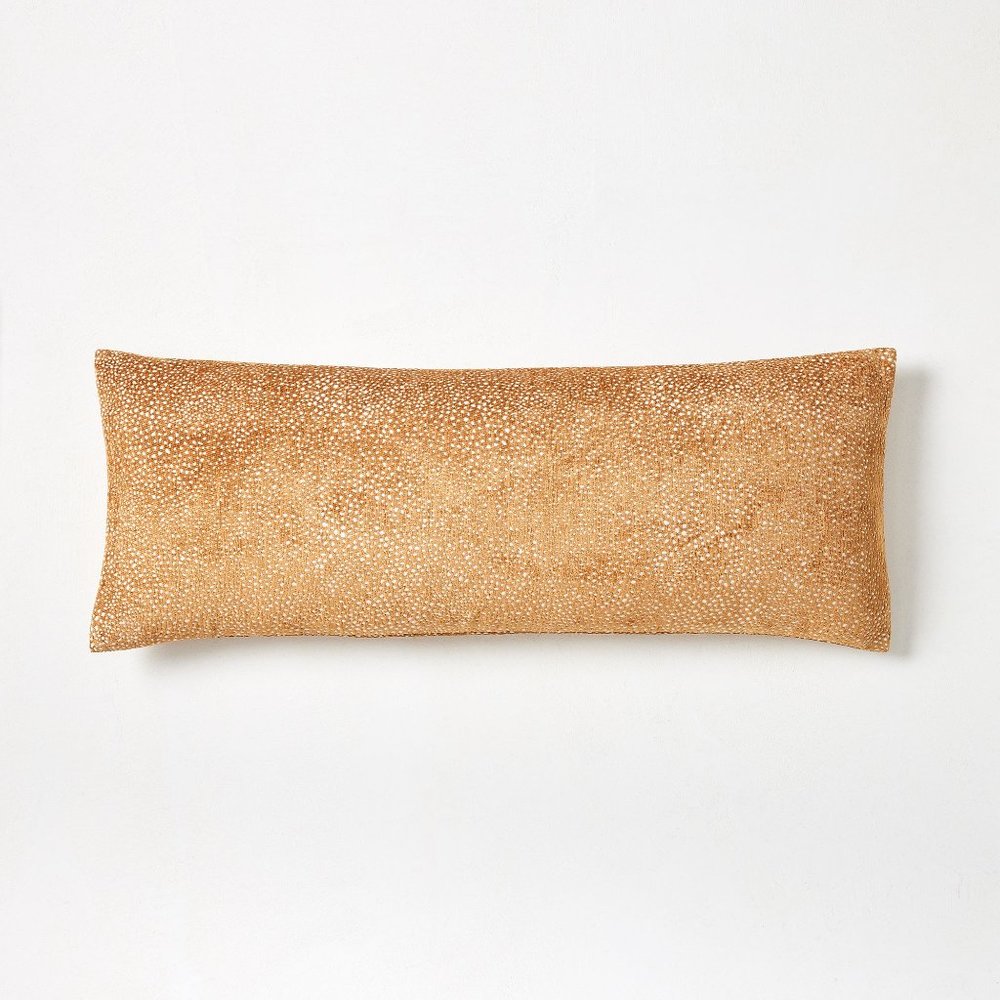 West Elm Dotted Chenille Jacquard Pillow Cover, Golden Oak, 14"x36"